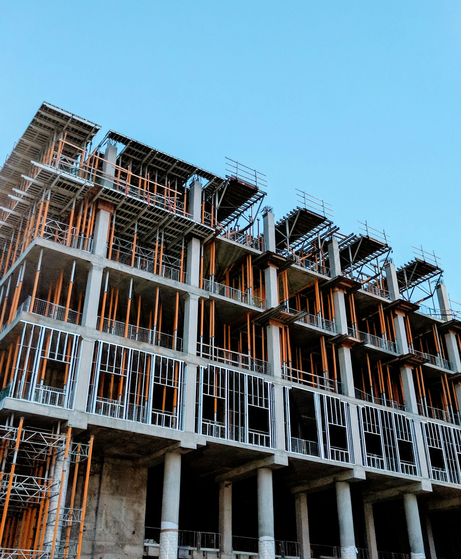 Construction site with reinforced concrete structure
