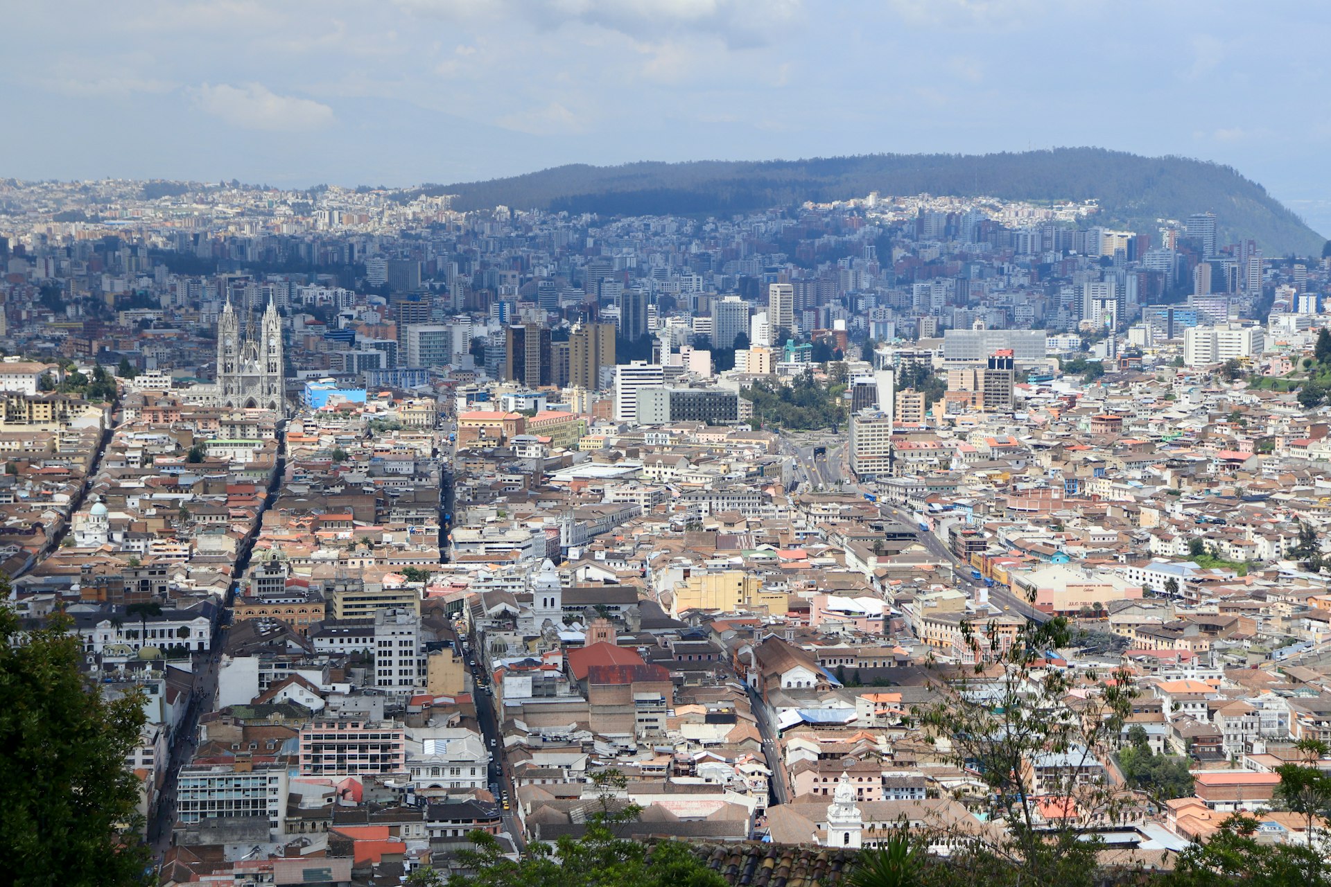 Aerial view of the Quito city center in Ecuador
